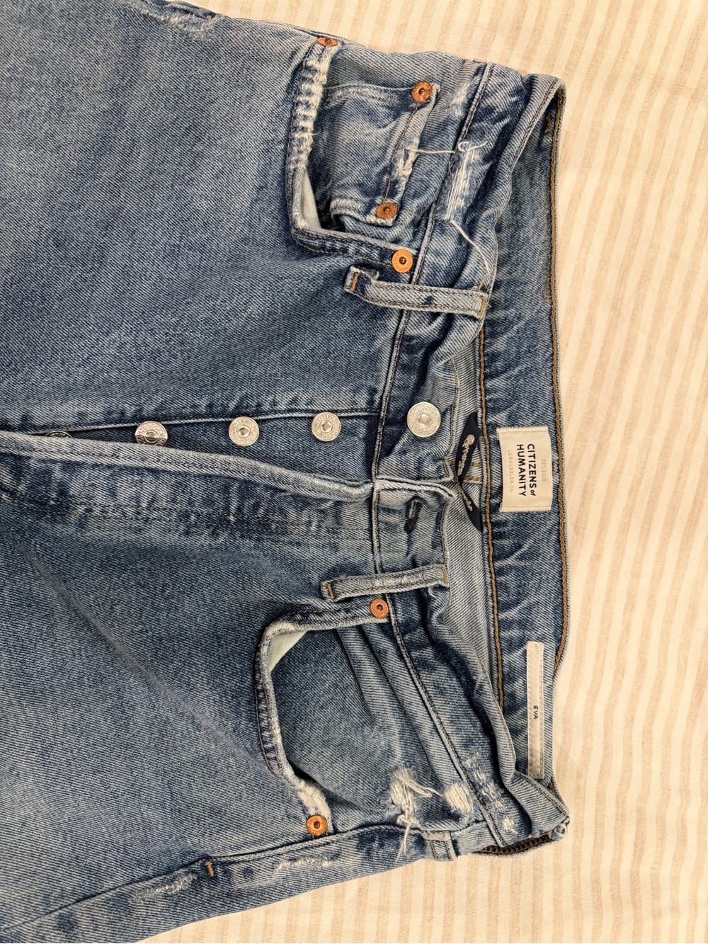 Citizens Of Humanity Mid Blue High-Rise Button-Fly Jeans